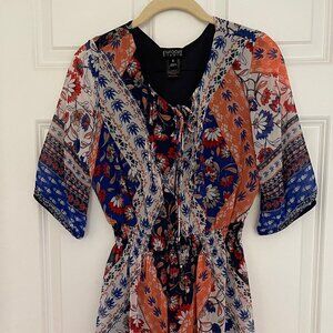 1	En Focus boho patterned mini dress 	size 6	used no damage